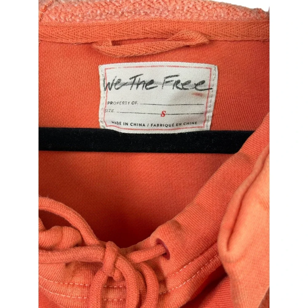 Free People We The Free Hoodie Womens Small Orange Snap Henley Pullover Pockets - Picture 3 of 9